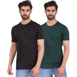 London Hills Men's polyester Regular Fit Solid Round Neck Sports T-Shirt Pack Of 2