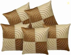 Embroco Dupion Silk Cushions Cover(40 cm*40 cm, Pack of 5, Beige)