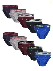 Lux Cozi Boy's Pack of 10 Super Combed Cotton Outer Elastic Solid Brief with Ultra Soft Waistband (Size : 70cm) Multicolour
