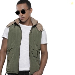 The Indian Garage Co Men's Polyester Standard Slim Fit Placement Embroidery Puffer Jackets
