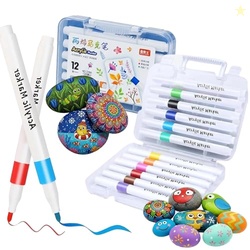 Corslet 12 Shades Acrylic Markers Paint Pens Set Non Toxic Paint Markers Ideal for Mandala Art Doodling Drawing Sketching, Colouring & Shading Pens for Painting