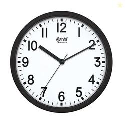 Ajanta Quartz Step Movement Plastic Wall Clock (Black) - Analog, 22 Cm