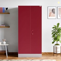 GODREJ INTERIO Almirah Slimline 2-Door Steel Almirah, Cupboard for Clothes (Textured Caremine Red), 1-Year Warranty, 1 Locker, 4 Shelves