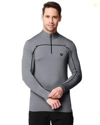 EYEBOGLER Men High Neck Solid Full Sleeve Regular Fit T-Shirt