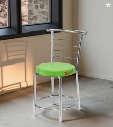 GOYALSON Comfortable Multipurpose Steel Dining/Restaurant/Cafe/Home/Office/Study Chair, with Leather Cushion seat and Steel Frame, Without arms Chair Holds up to 155 kg (1, Green, Standard)