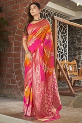 MANOHARI Woven Banarasi Jacquard Saree(Pink)