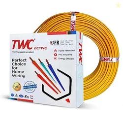 TWC Active Single Core Electrical Wire |Yellow, 45 Meter, 0.75 SQ.MM. 