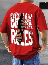 TripBroz Men Printed Round Neck Cotton Blend Red T-Shirt