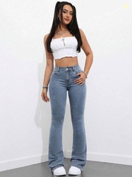 KOTTY Women Boot-Leg High Rise Blue Jeans