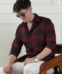 WOXEN Men Regular Fit Checkered Spread Collar Casual Shirt