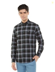 Arrow Men's Checkered Full Sleeve Button Down Collar Cotton Casual Shirt Earth Green