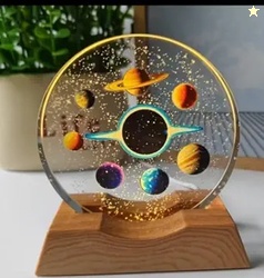 One94Store 3D Acrylic LED Night Light  Warm White & Space Design with Durable Plastic Base, Decorative Table Lamp for Bedroom, Living Room, Kids Room, Study & Home Dcor Gifting