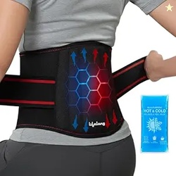 Lifelong Lumbar Sacral Belt with Hot & Cold Pack |Universal Fit for Men and Women| Back Support Brace for Pain Relief |Posture Correction & Lower Back Comfort| Adjustable Elastic Strap Waist Belt