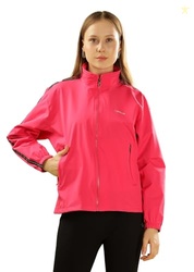 Dollar Women's Polyester Solid Windcheater Jacket With Zipper Pockets, Pink - Medium
