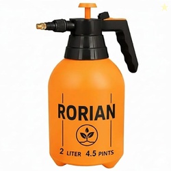 RORIAN 2-Liter Pump Pressure Sprayer  Handheld Garden Sprayer with Adjustable Brass Nozzle for Plants, Lawn, Cleaning, and Fertilizing  2L / 4.5 Pints