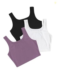 KERI PERRY Tops for Women Crop Top for Women's Tank Activewear Tee Sports Western Casual Cotton Camisole Pack of 3 Combo