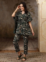 BANDIA Floral Printed V-Neck Tunic with Trousers