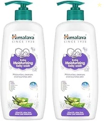 Himalaya Extra Moisturizing Baby Wash 400ml | No tears formula |with Olive Oil, Aloe Vera & Milk | Cleanses and moisturizes babys skin (Pack of 2)