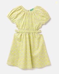 UNITED COLORS OF BENETTON Floral Print Round-Neck Fit & Flare Dress