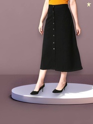 Areca Designer Women Solid A-line Black Skirt