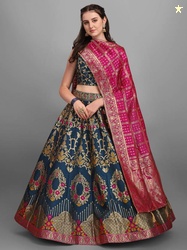 PURVAJA Solid Semi Stitched Lehenga Choli(Green)