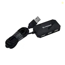 Lapcare USB 2.0 4-Port Hub, Ergonomic Design, Support Data Transfer Rate 1.5/12/480mb/s with 1meter Cable (Black)
