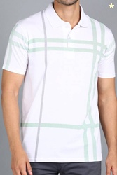 3BROS Men Striped, Typography Polo Neck Cotton Blend (180 gsm) White T-Shirt