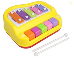 1503 2-in-1 Mini Piano & Xylophone Toy for Kids | Colorful Keys with 2 Mallets | Educational Musical Toy for Babies/Girls/Boys | No Battery Required | Gift Item | Color May Vary