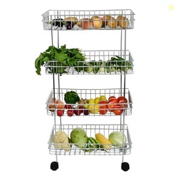 Tinbell Kitchen Trolley Portable Modern Rack for Storage Fruits & Vegetable Onion Cutlery, Spice, Pickles Jars Container Basket Organizer Holder Stand for Kitchen (4 Shelf)