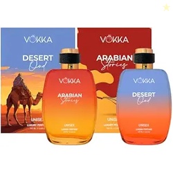 Vokka Desert Oud & Arabian Stories 200 ml | Pack of 2 x 100ml Arabic Unisex Luxury Long Lasting Fruity Woody Perfume Gift Set For Men And Women | Spicy Scent Eau De Parfum | Notes: Fruity Spicy