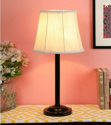 tu casa Off White Cotton Shade with Black Metal-Iron Base Table Lamp | Elegant Bedside & Desk Lamp for Bedroom, Living Room, Office, Home Dcor & Gifting (Height : 22 Inch/No Blub Included)