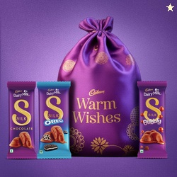 Cadbury Dairy Milk Silk Special Assorted Valentine's Chocolates Potli Gift Pack with Teddy keychain,232 gram