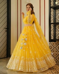 Lovisa Fashion Embroidered Semi Stitched Lehenga Choli(Yellow)