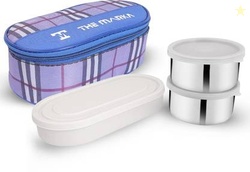 The Marka Classic Lunch Box 3 Containers Stainless Steel, Plastic Office Lunch Box(1100 ml)