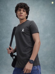 Roadster The Lifestyle Co. Solid T-shirt with Graphic Print Detail