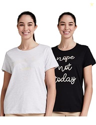 Amazon Brand - Eden & Ivy Women's T-Shirt Regular Fit Top (Pack of 2) (SS19UTSTS02-GP-05_Grey & Black_XX-Large)