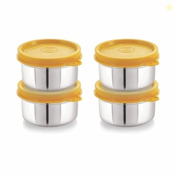 STEELLOCK Stainless Steel Airtight Container | Leak Proof Container/Storage/Lunch Box with Lid | BPA Free, Durable & Rust-Proof | SL-32-set of 4, 500ml each, Yellow