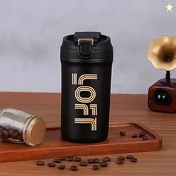 600ml Insulated Travel Tumbler | 316 Stainless Steel | Leak-Proof BPA-Free Lid with Straw | Double Wall Flask for Hot & Cold Drinks | Charcoal Black Coffee Mug with Flip Lock