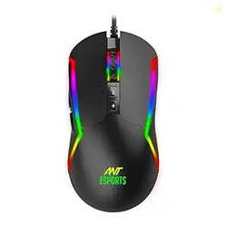 Ant Esports GM330 RGB Optical Wired Gaming Mouse - Black, Multicolor Backlit Lighting, 12800 DPI Optical Sensor with Software, Light Weight and Flexible Braided Cable