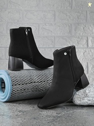 EL PASO EL PASO Women Black Suede Faux Leather Casual Chelsea Boots Boots...more