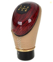 KOZDIKO Leatherette Wooden Finished Gear Knob Beige Car Gear Shift knob for Renault Scala