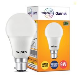 wipro Garnet 9W LED Bulb for Home & Office |Warm White (2700K) | B22 Base|220 Degree Light Coverage |4Kv Surge Protection |400V High Voltage Protection |Energy Efficient | Pack of 1