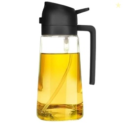 JAYMUKESH & CO. Cooking Oil Dispenser Bottle with Clear Container and Pour Spout for Kitchen and Grill (2 in 1 Oli Spray Bottle)