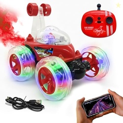 Zivvy Stunt Racing Car Red | Forward/Backward & Left/Right Steering | LED Lights, Music & Spray Effect | Bluetooth Control | Rechargeable | Best Gift for Boys & Girls 2 3 4 5 6 7 8+ Years