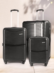 Roadster Set Of 3 Self Striped Trolley Suitcases - Cabin, Medium & Large