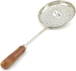 Niks n Bins Stainless Steel Boondi Jhara with Wooden Handle (6 inch Diameter)...more
