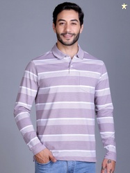 SANE ORIGINALS Striped Polo Collar Regular Fit T-shirt