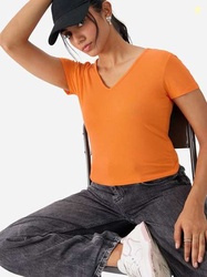 The Souled Store V-Neck Knits Solid Top