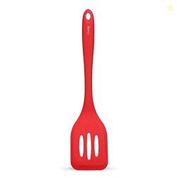 Clazkit YH-551 Premium Silicone Turner Spatula/Slotted Spatula, Ultra Flexible, Hygienic One Piece Design, Non Stick Kitchen Utensil for Dosa, Paratha, Pancakes, Wok, 29cm,Red