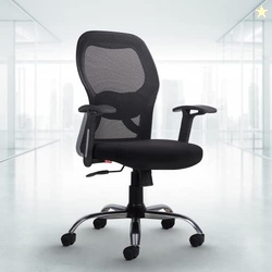 CELLBELL Tauras Lite C100 Mesh Mid Back Office Chair/Study/Computer/Revolving/Desk Chair for Work from Home Metal Base Seat Height Adjustable Chair with 3 Years of Warranty Black